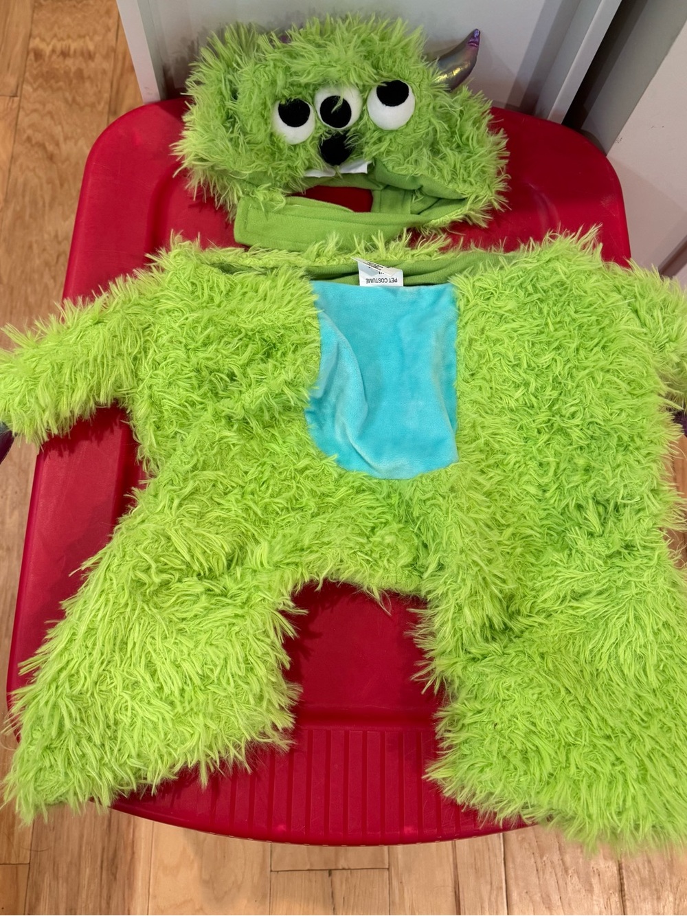 Green Fuzzy Monster Dog Costume with Hat